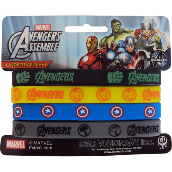 Marvel Comics' The Avengers Set of 4 Rubber Wristbands - Picture 1 of 5